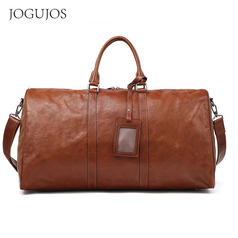 JOGUJOS Premium Large Capacity Genuine Leather Retro Travel Bag