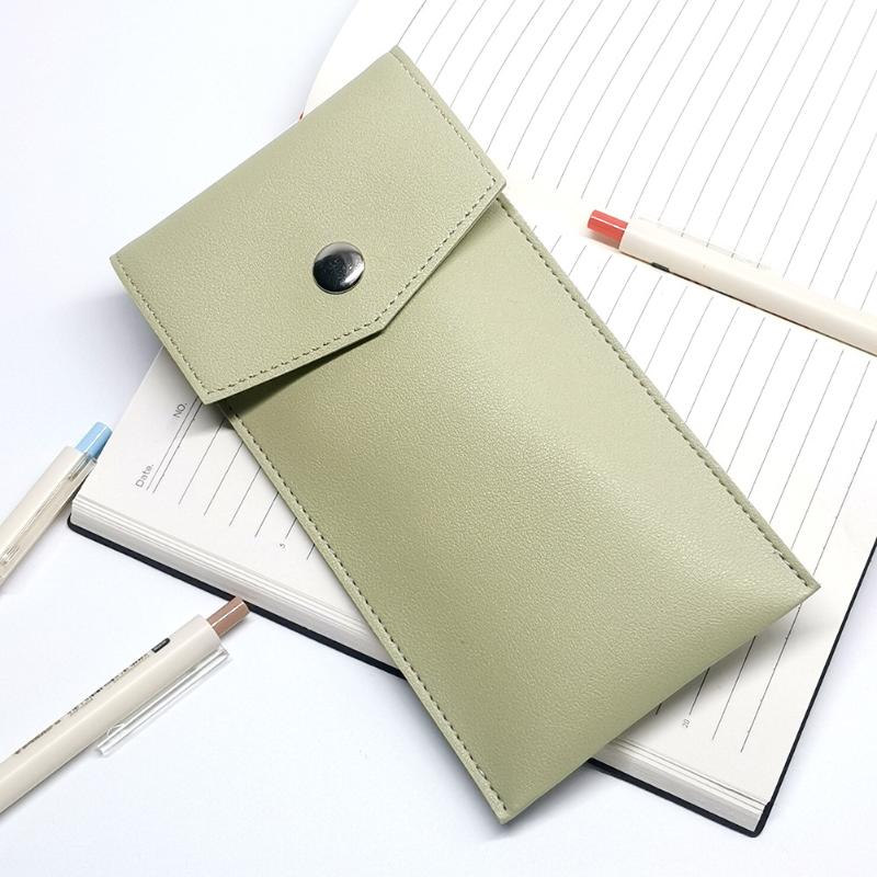 Pu Leather Pencil Case Storage Bag Student Glasses Portable Stationery Bag Large-Capacity Business Office Pen Storage Bag