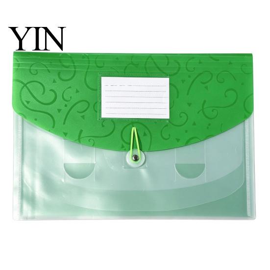 Expandable File Organizer Document Folder with Label Slot, Layered Design Waterproof PP Storage Envelope, Secure Rope Closure for Office And