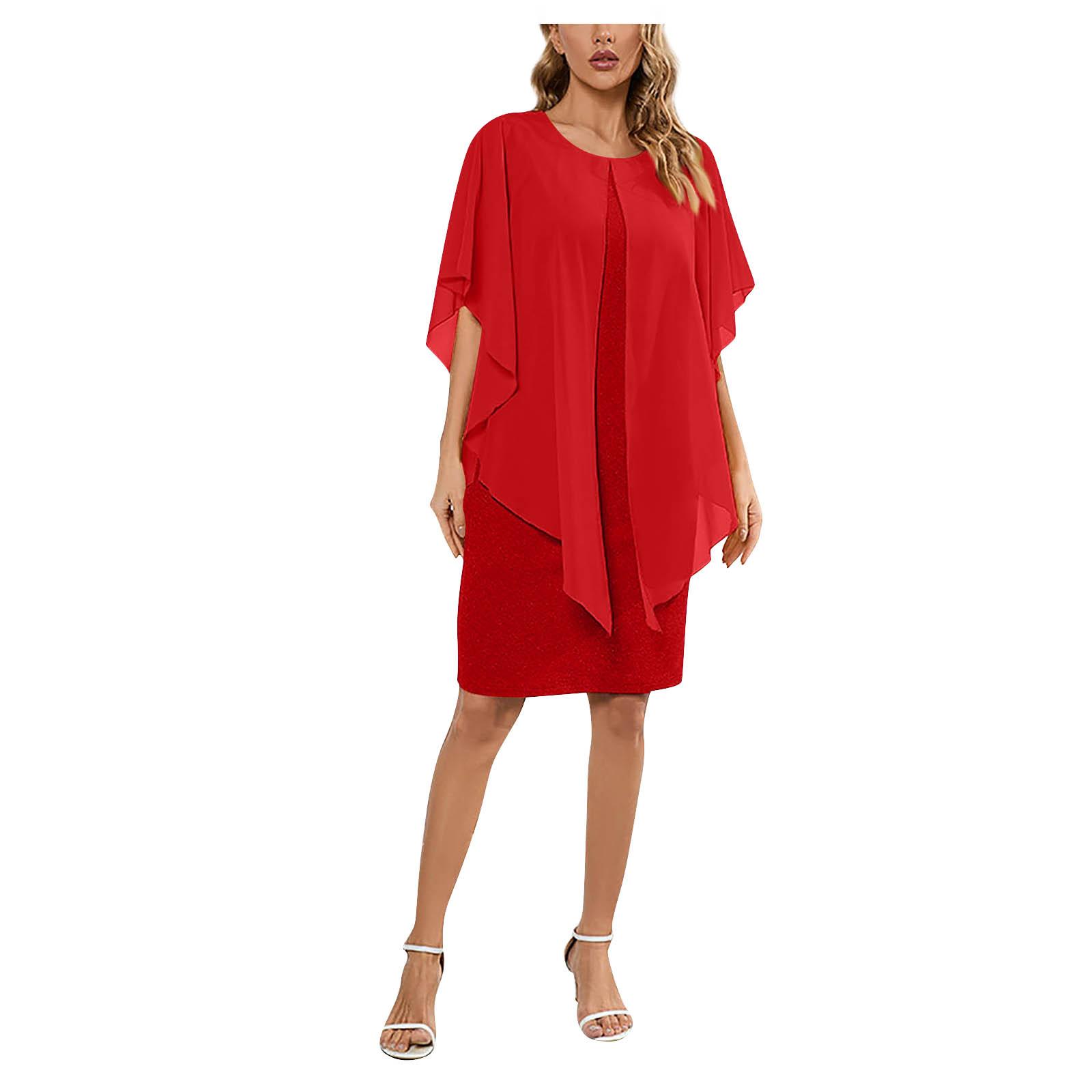 

(SU)Женское винтажное шифоновое платье с круглым вырезом из двух частей, вечернее платье