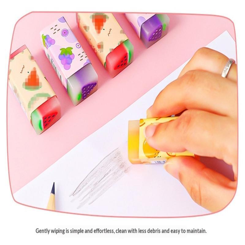 Cute Fruit Jelly Pencil Erasers Non-Toxic Soft Fun Animal Food Shaped Erasers for Kids Student School Stationery Gift