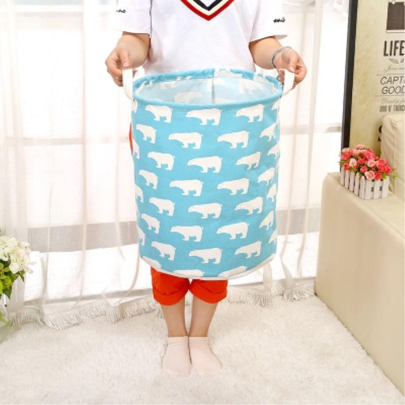 Collapsible Cotton Linen Laundry Basket With Handle For Clothes And Storage In Modern Home Decor