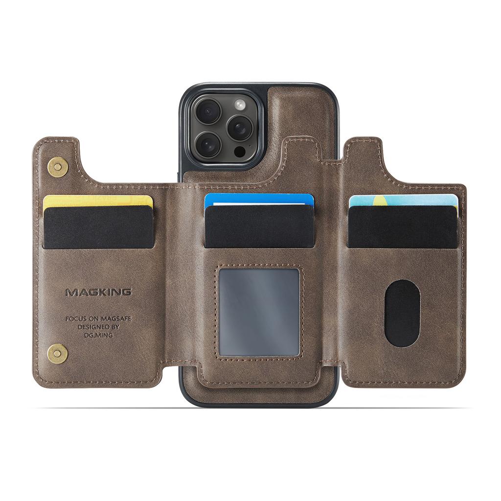 MAGKING K3 Series For iPhone 13 Pro Max Case Compatible with MagSafe Wallet PC+TPU+PU Phone Cover
