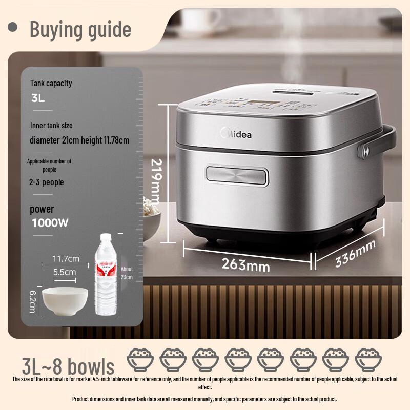 Midea IH Low Sugar Rice Cooker with Pure Titanium 0-Coating Pot CN Plug (adapter Included)