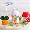 3D Mushroom Carrot Rabbit Cake Topper Jungle Theme Kids 1st Birthday Cake Topper Happy Easter Bunny Cake Decor Baby Shower