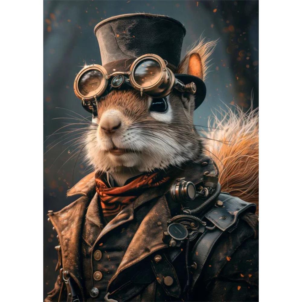 Steampunk Animals Royal Cat Sheep Dog Squirrel Rhino Posters Canvas Print Art Paintings Cuadros Wall Art for Living Room Decor