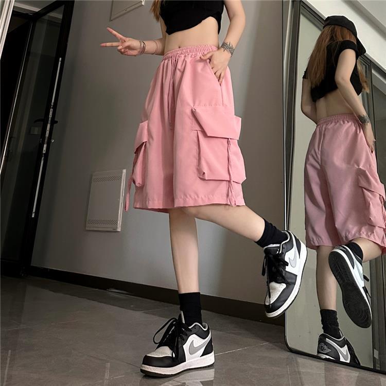 Pantaloncini Cargo Retro Neri alla Moda - Bermuda Estivi Leggeri dalla Vestibilità Ampia