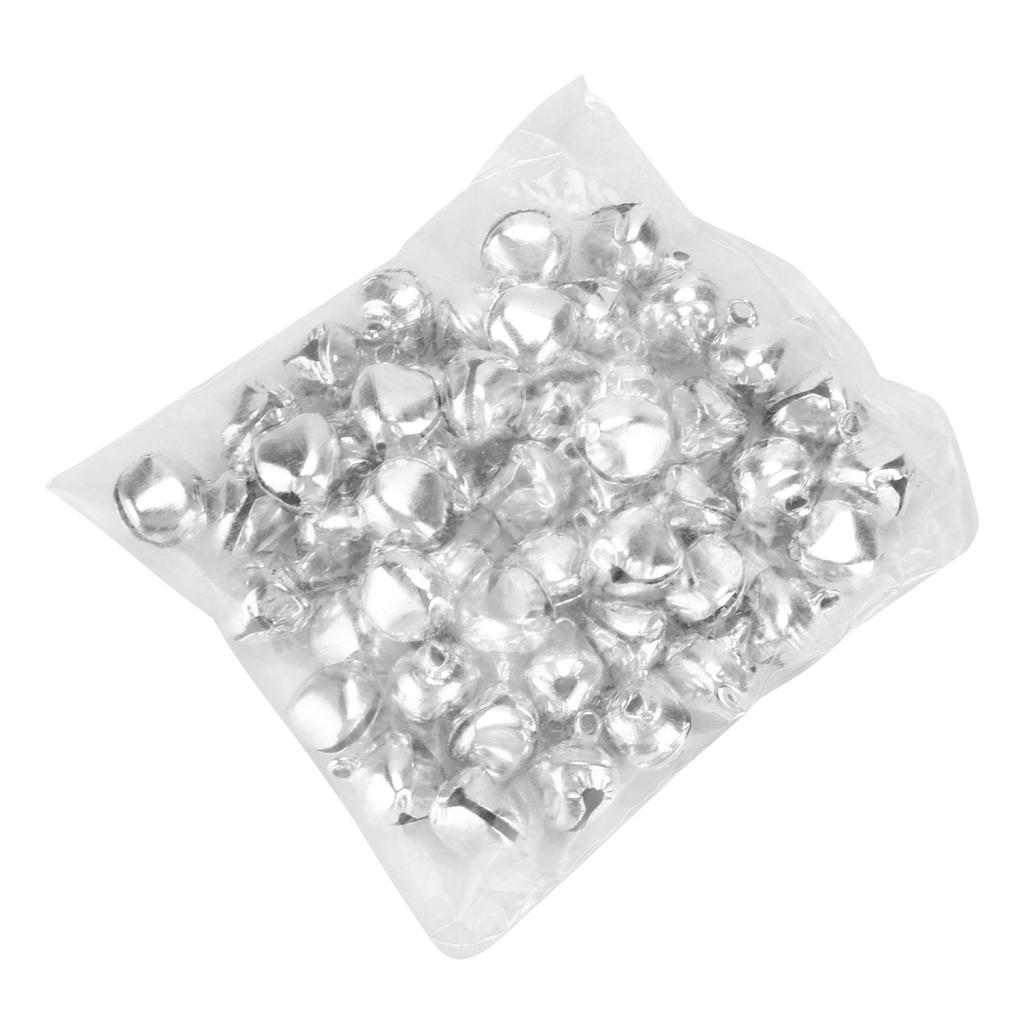 50pcs Small Bells DIY Mini Tiny Iron Jingle Bells with Hole for Craft Jewelry Festival Birthday DecorationSilver