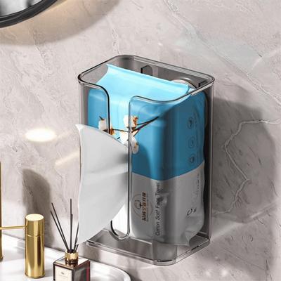 Punch-Free Suction Cup Tissue Box Waterproof Clear Paper Towel Storage Rack Removable Space Saving Toilet Paper Holder Toilet