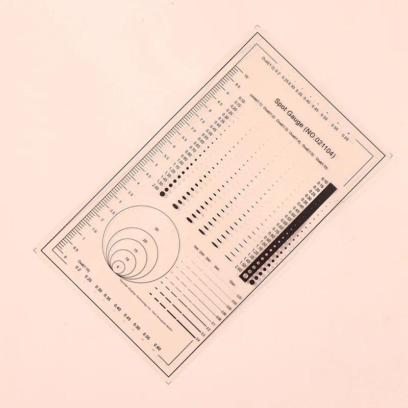 1/2pcs Spot Gauge Comparison Card Ruler Point Dot Line Gauge Scratched Area Circle Ellipse Diameter Width Thickness Micrometer