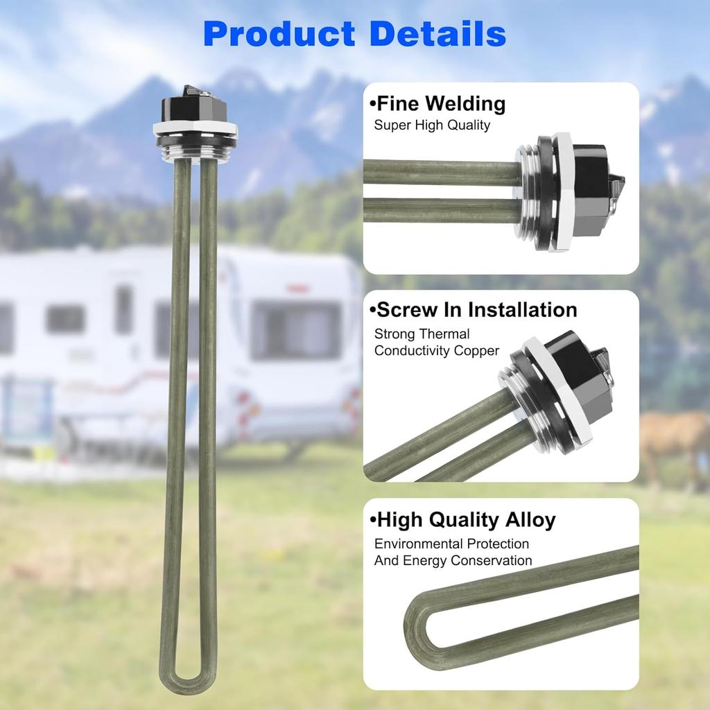 92249 RV Water Heater Element For Atwood Water Heater Parts Gc6Aa-10E Gc10A-4E Gh6-3E G6A-4E Gch6-4E Gch6-7E 1400W 110V/120V Screw-In Type