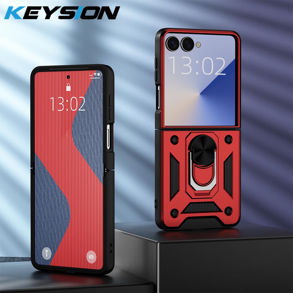 

KEYSION Противоударный чехол для Samsung Z Flip 7 6 5 Силикон+ПК Защита с кольцом-подставкой Задняя крышка для телефона Galaxy Z Flip 5 6 7 5G for Galaxy Z Flip 6 красный