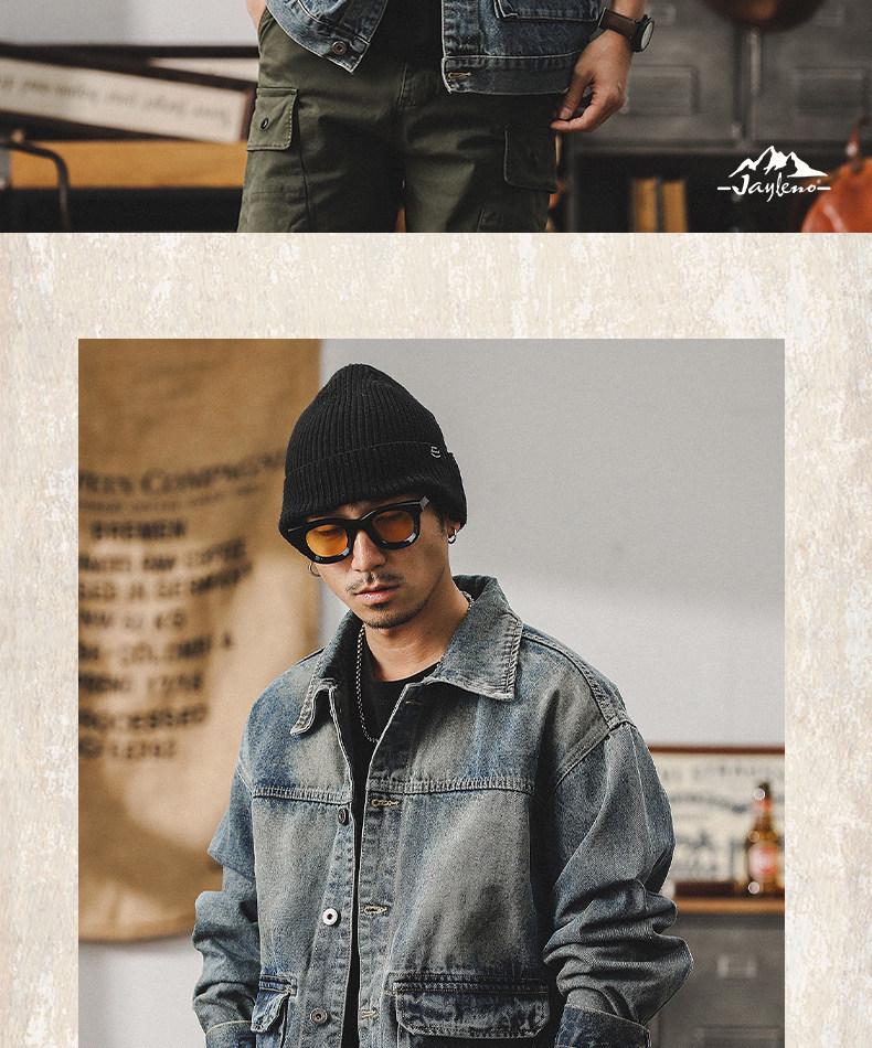 Men's Autumn 2024 Vintage Denim Workwear Jacket - Classic, Cool, Tough Style