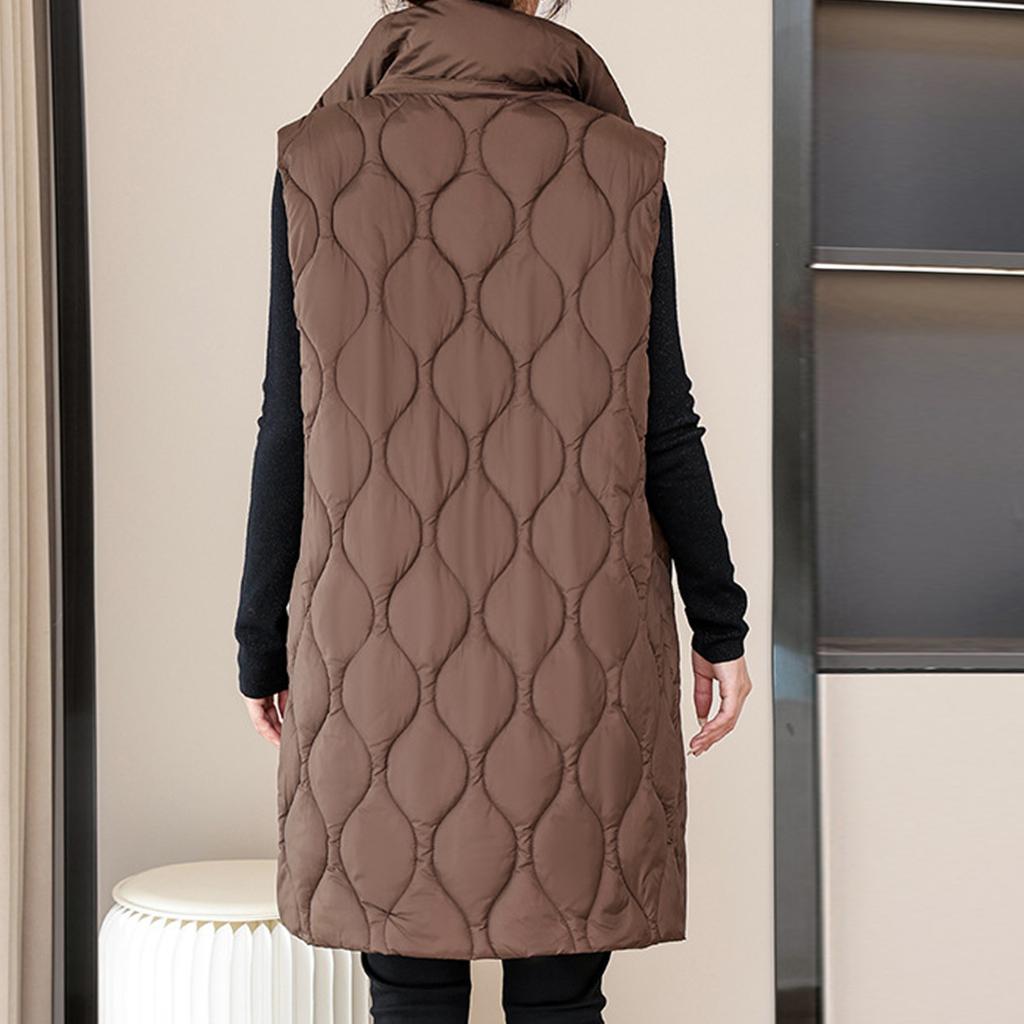 Long Vest Women Sleeveless Hooded Fall Winter Button Down Zip UpVests Jacket Outwear