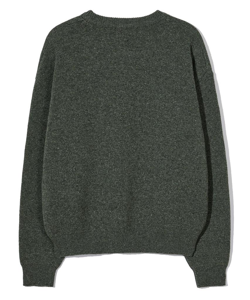 WEST GRAND BOULEVARD Semi-Over Wool Blended Knit Moss Green
