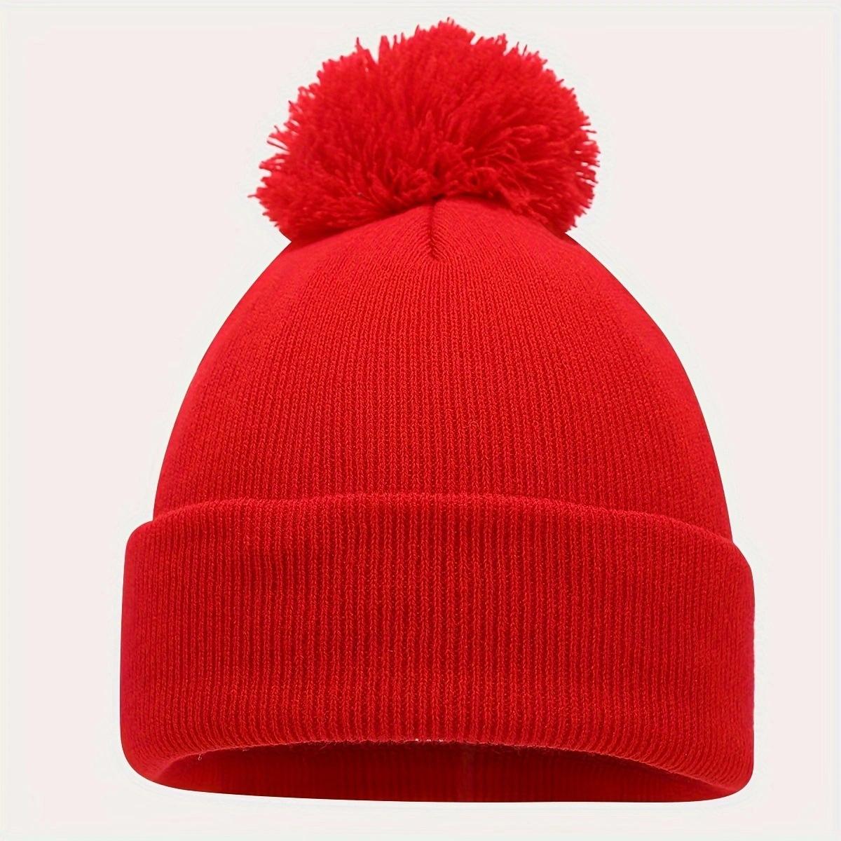 JYL TS DIY Помпон Вязаная Шапка Зимняя Ветрозащитная Бини Шапка Акрил red_ туманный розовый