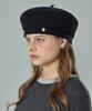 Bajal Va Curved Oval Metal Blended Beret Black
