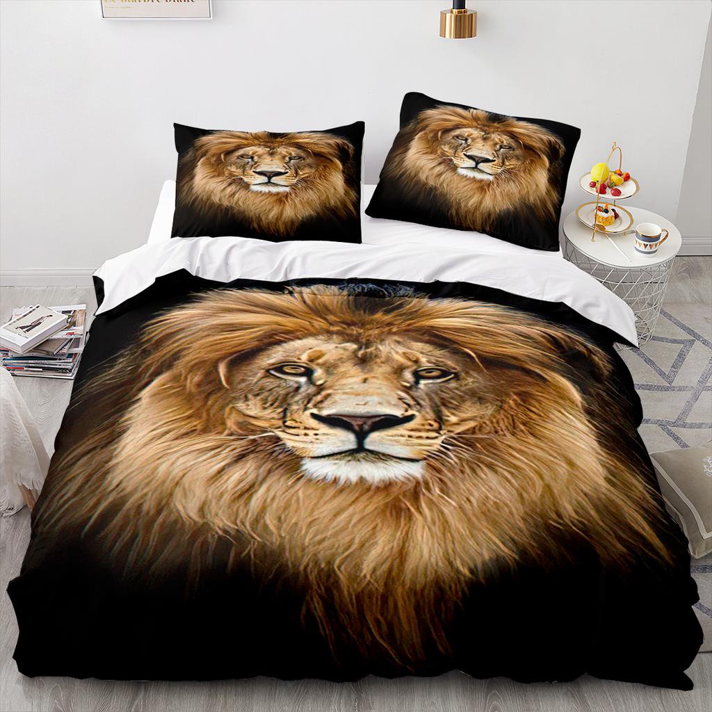 Animal Lion Bedding Set Cool Animal Bed Linen Home Decor Single Double Twin Size For Boys Girls Kids Adults Lion Duvet Cover Set