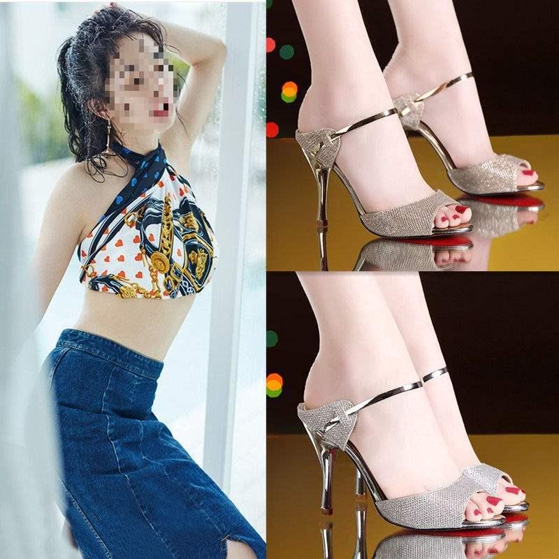 Damen Sommer Stiletto Sandalen mit offenem Zeh