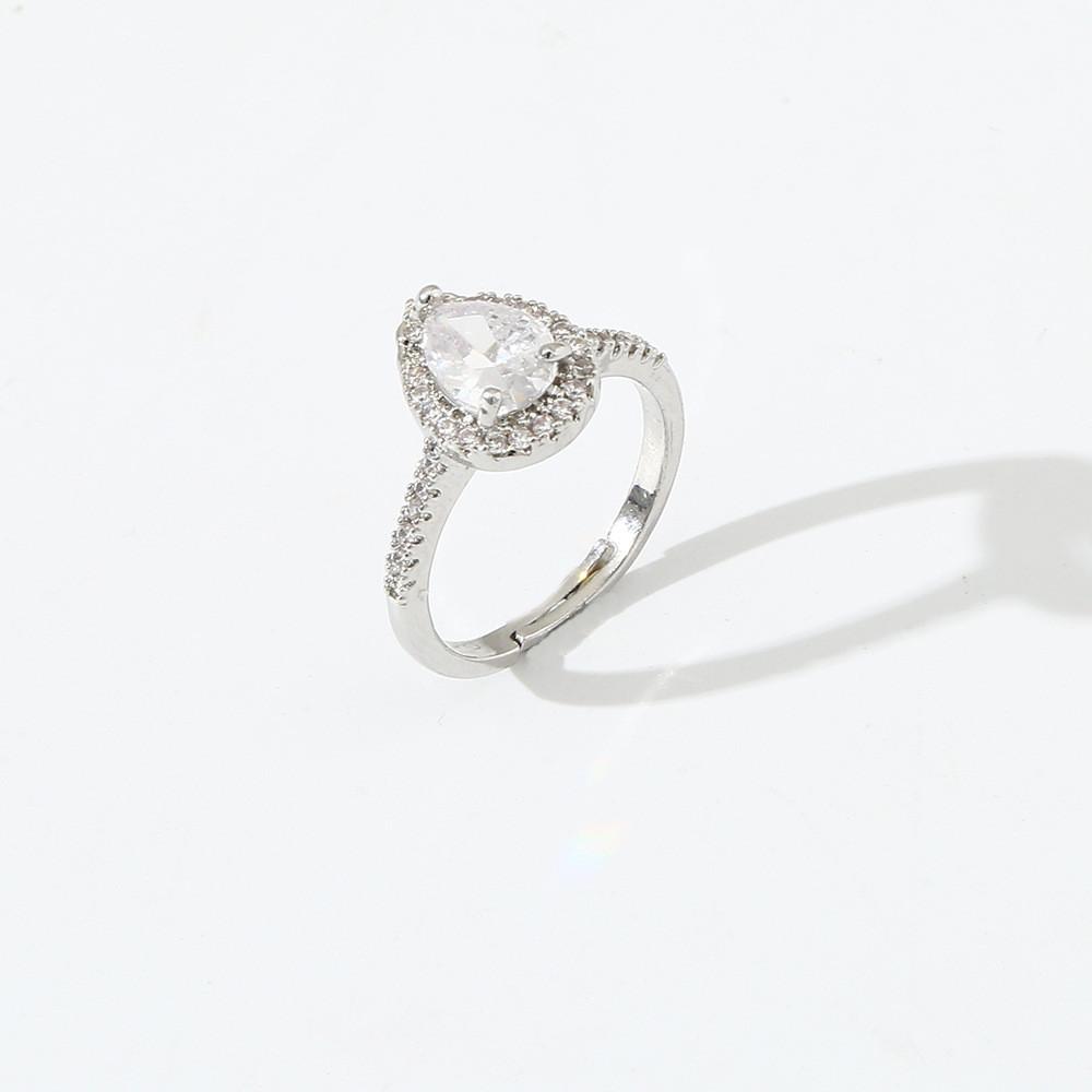 Modern Adjustable Water Drop Ring With Electroplated Finish For Female Wear