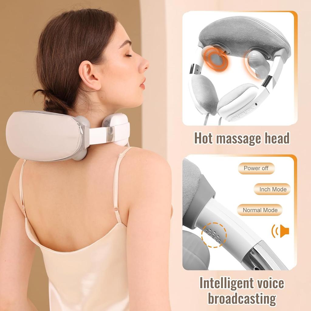 Neck Massager for Neck Pain Relief, 4D Deep Kneading Massagers with 3 Massage Nodes, Cordless Neck and Shoulder Massage with Heat for Neck, Back &
