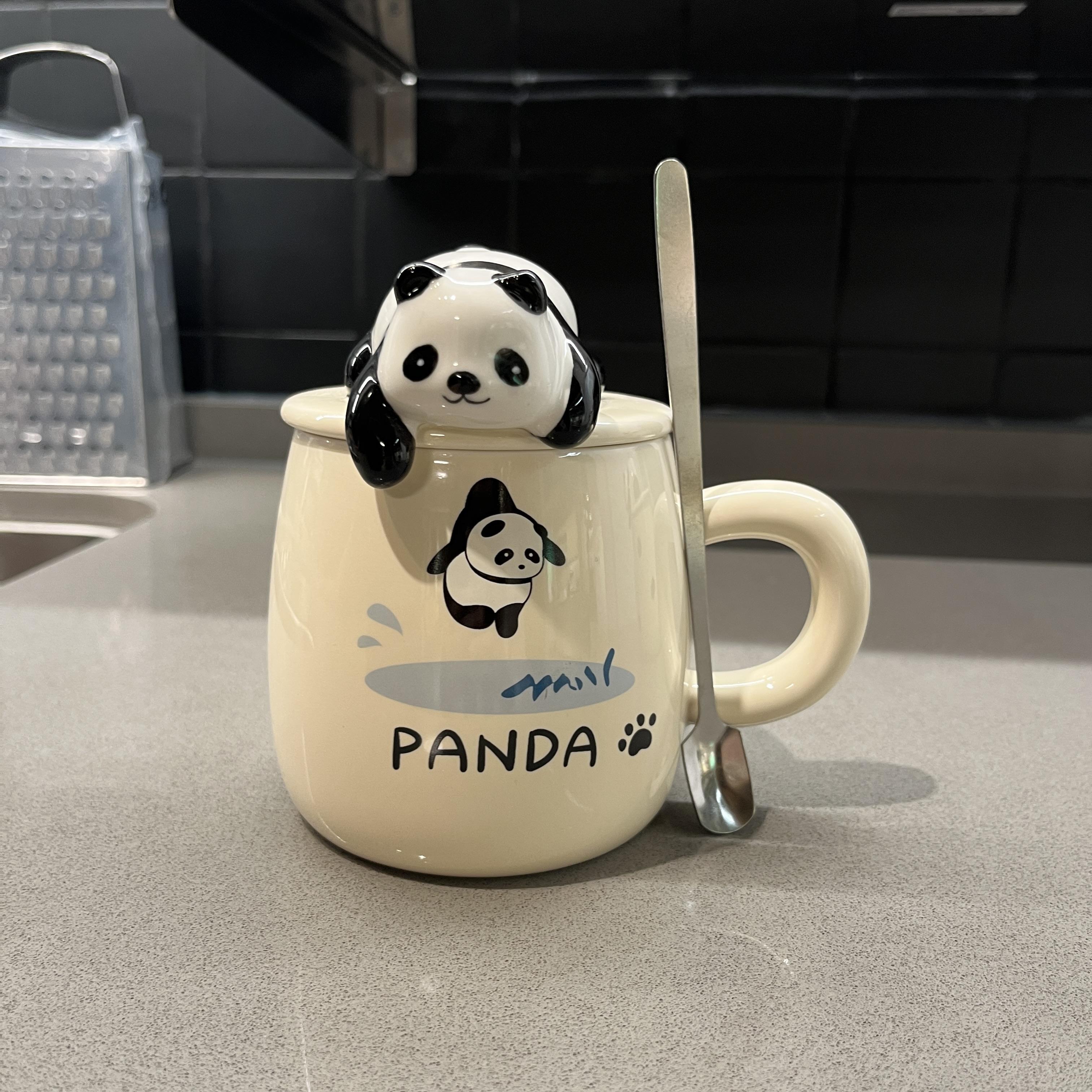 

Lying Panda Ceramic Cup with Lid Water Cup Birthday Gift for Girls Travel Souvenir for Friends 301-400ml