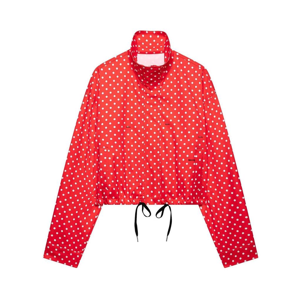 European & American Style Women's Polka Dot Bubble Jacket with Stand Collar