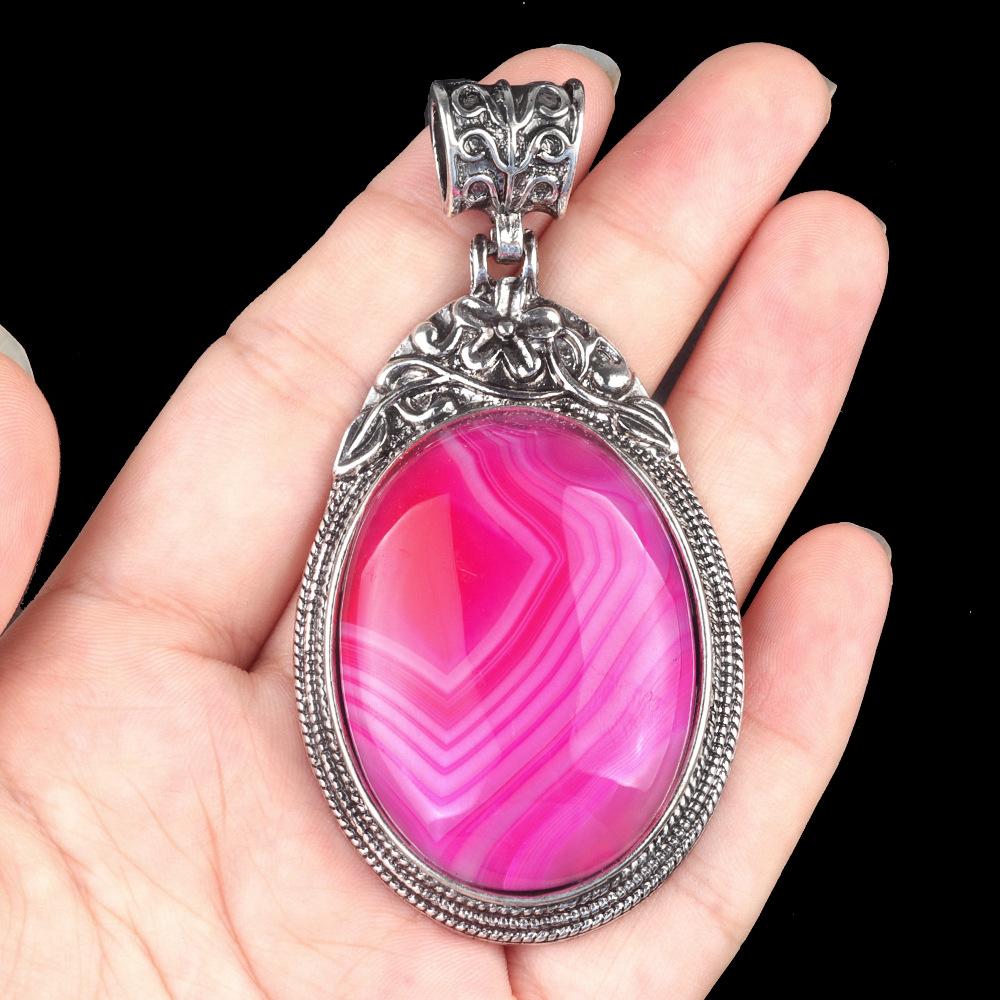 ET of gemtone crystal agate semi-precious stone alloy inlaid gemstone pendant, jewelry