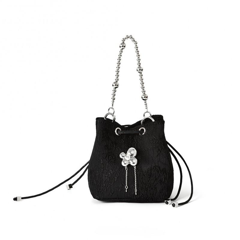 Handheld Jacquard Cloth Bucket Bag Chinese Style Drawstring High-end Women's Handbag Fashionable Small Shoulder