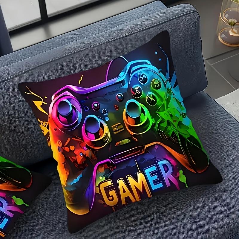 Colorful Game Headset Pattern Digital Printing Pillow Cover Short Plush Suitable Living Rooms Bedrooms Sofas Throw Cushion Cover