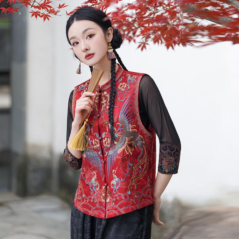 

Ethnic Style Women s Tencel Jacquard Sleeveless Cardigan Vest (2025) 2X Large