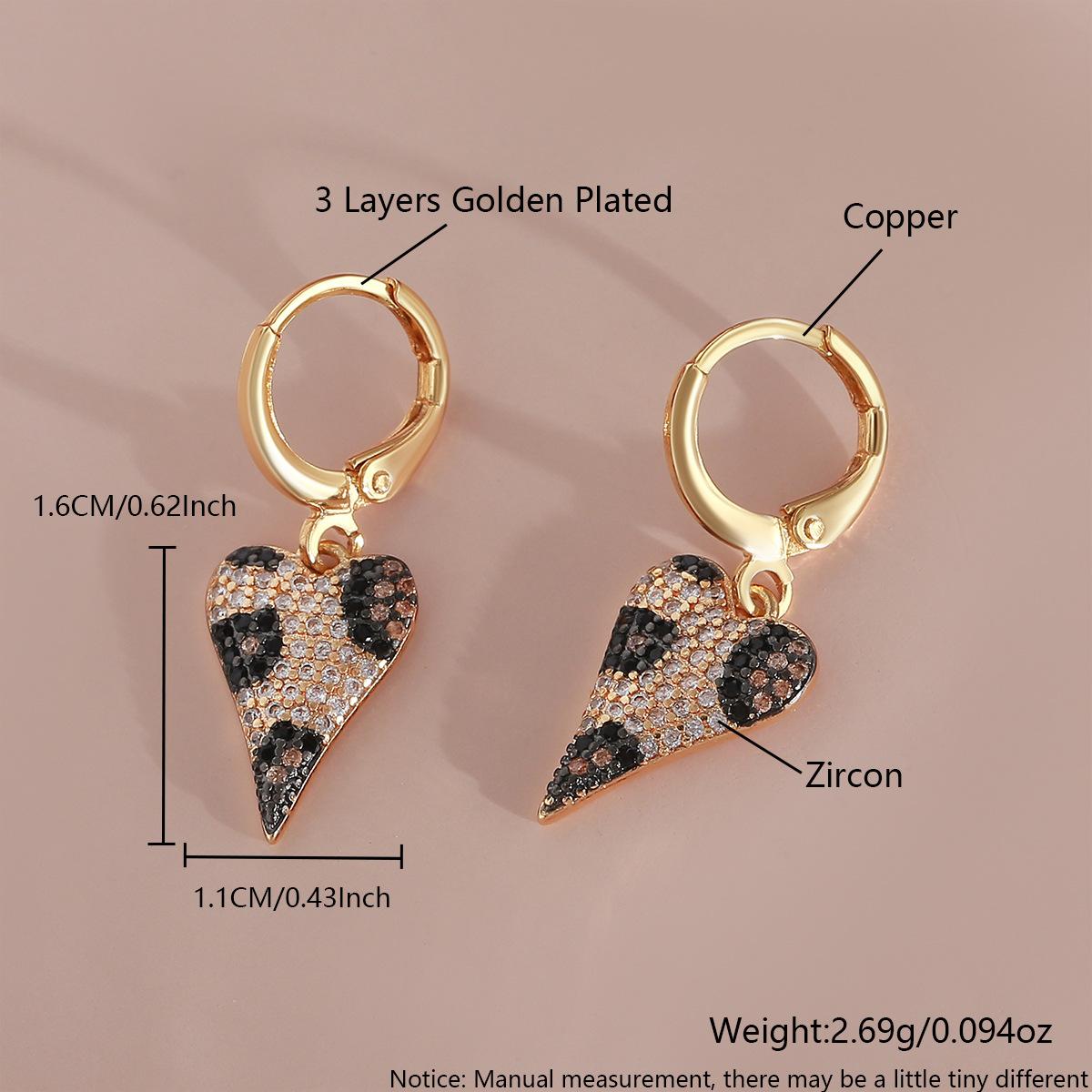 Love Heart Earrings - Snake Pattern Ear Rings - Ear Bar Stud Earrings