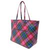 VIVIENNE WESTWOOD Plaid Pattern Zipper Closure Tote Bag Women Tote Bags Pink Multicolor 4D020001US001OA