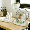 Pot Lid Organizer, with Drain Tray Double-Layer Card Slot, Cute Bunny Ears Shape Organizer, for Kitchen Pot Lids And Spatulas