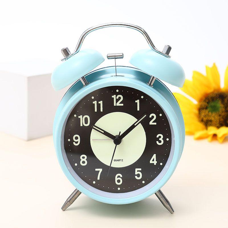 Battery-powered Round Nighttime Luminous Alarm Clock For Bedroom Table