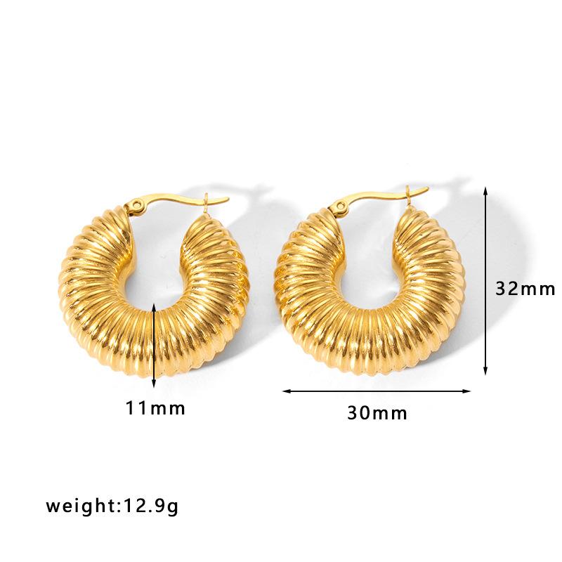 Gold Color Stainless Steel Hoop Earrings For Women Ear Drop Stud