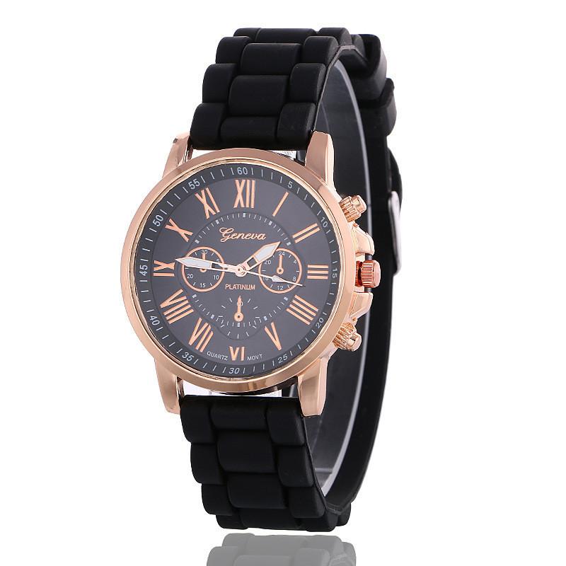 Silicone Case Ladies Quartz Watch With World Time Function For Fashion Students