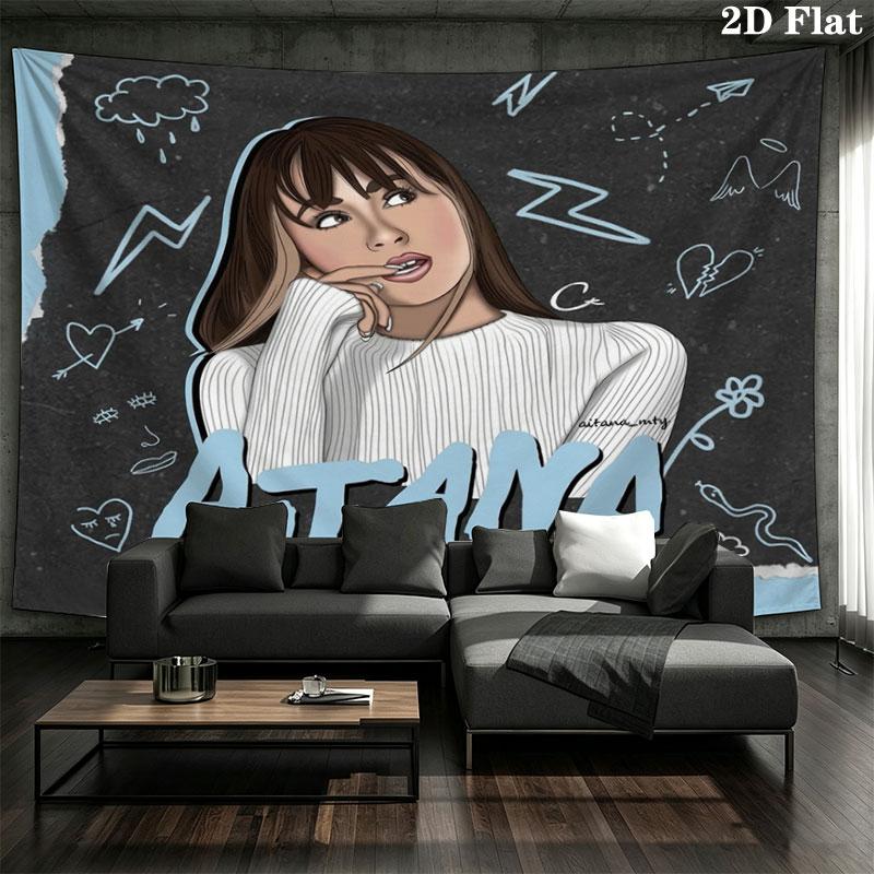 Aitana Name Wandteppich Ästhetischer Wandbehang Bedruckter Stoffdecke Dekorative Wandteppiche für Schlafzimmer Wohnzimmer Heimdekoration