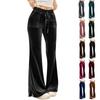 Women's Fashion Color Gold Velvet High Waist Drawstring With Pocket Horn Casual Pants