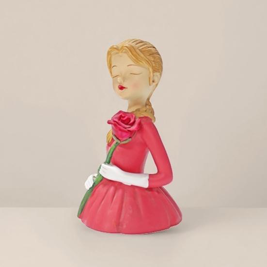 Mädchen mit Rosen Figur Handgefertigtes Harz Mädchen Blume Schreibtischstatue für Zuhause Büro Tisch Mittelstück