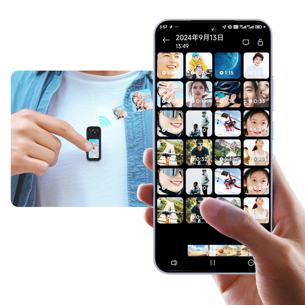 S70 2.7K HD Small Sports Cam 180° Rotate WiFi Thumb Camera Wearable WIFI Bodycam Magnetic Video Recorder Camcorder for Sports