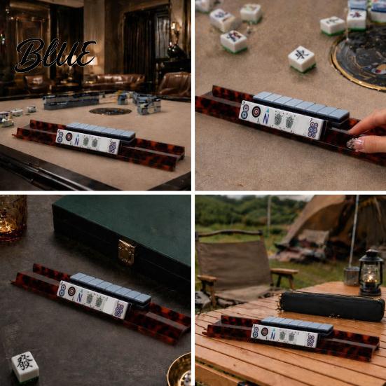 Acrylic Mahjong Stand 1/4Pcs American Rack with Pusher Non-slip Mah Jongg Tile Holder Easy Arrange & Pusher Bar Accessories for Home Party