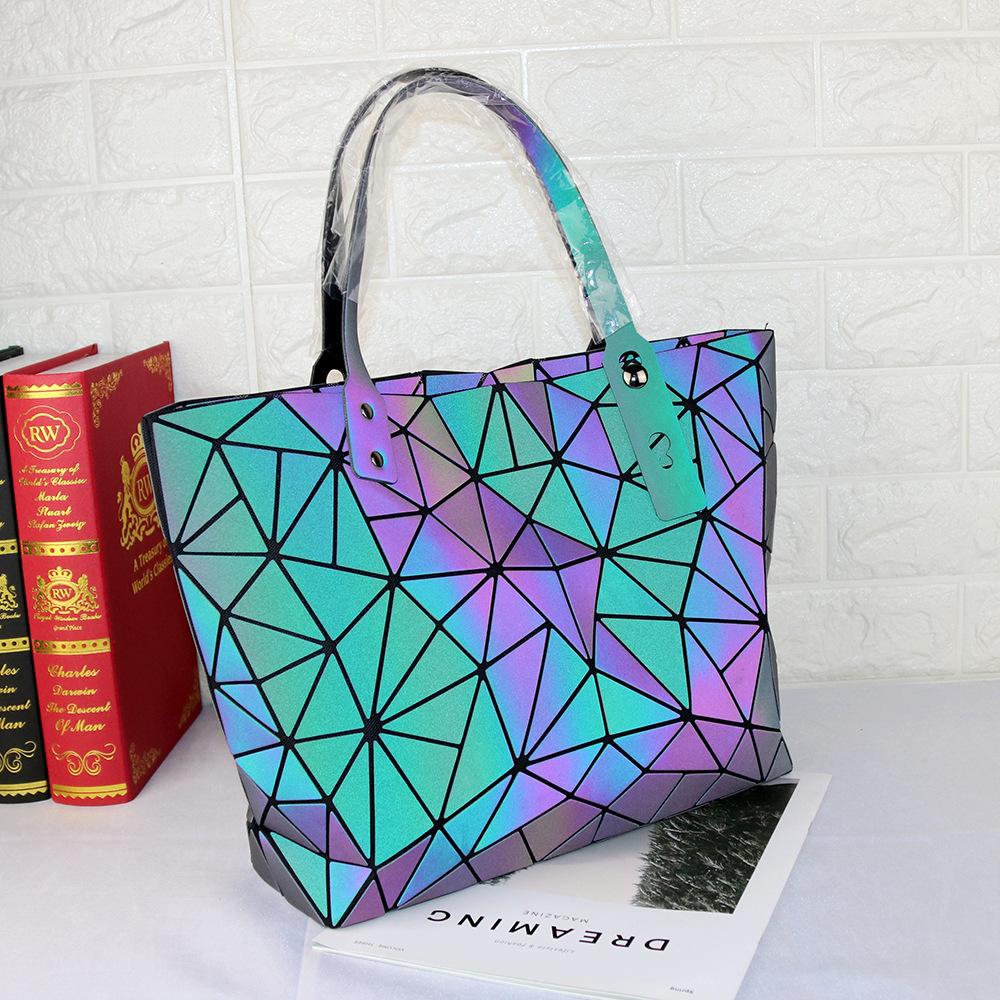 Luminous Variety Folding Women's Bag Same Fashion Geometric Rhombus Color Changing Symphony Bag One Shoulder Handbag Bag