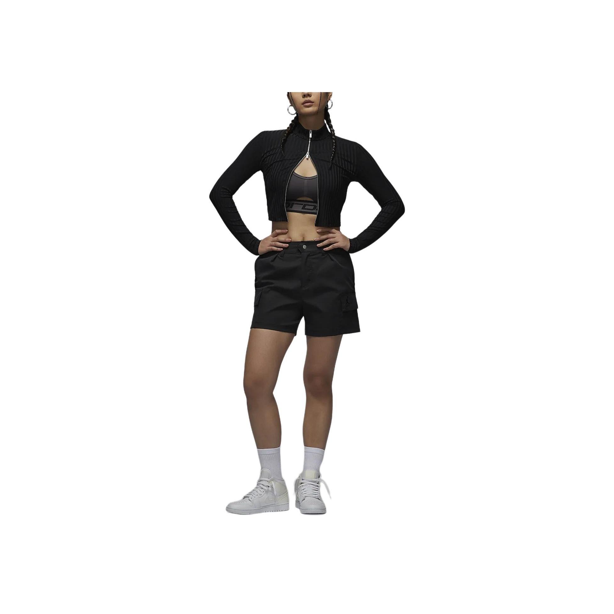 

Jordan однотонный удобный, приятный для кожи укороченный топ с воротником-стойкой, женские топы, черный FV7186-010 S