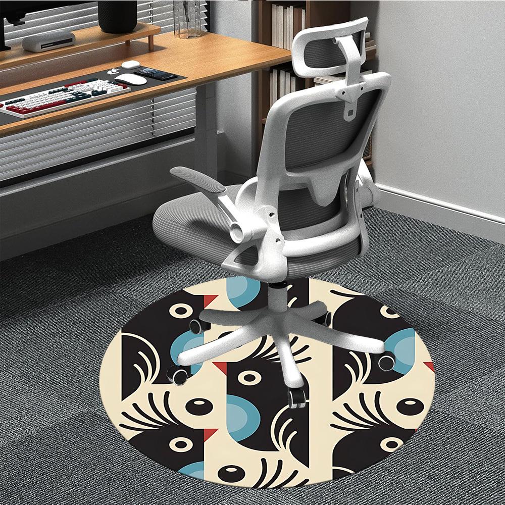 1pc Abstract Art Office Round Area Rug, Indoor Mat Suitable For Office, Under Office Chairs Bedroom Living Room Home Decor, Room Deco