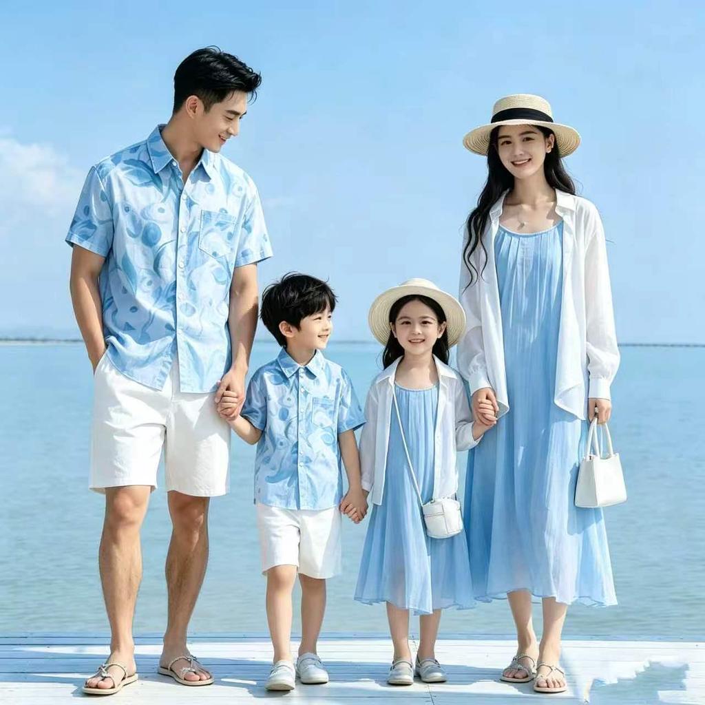 Dopamine Mother-Daughter Chiffon Beach Dress for Summer Seaside Vacation In Hainan Sanya