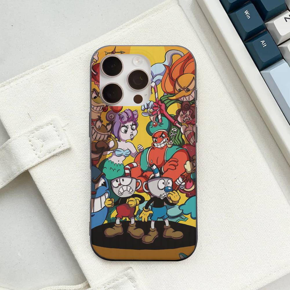 C-Cuphead Classic Game Soft Corrugated Phone Case For IPhone 11 12 13 14 15 16 17 Pro Max Plus Ripple Silicone Cover