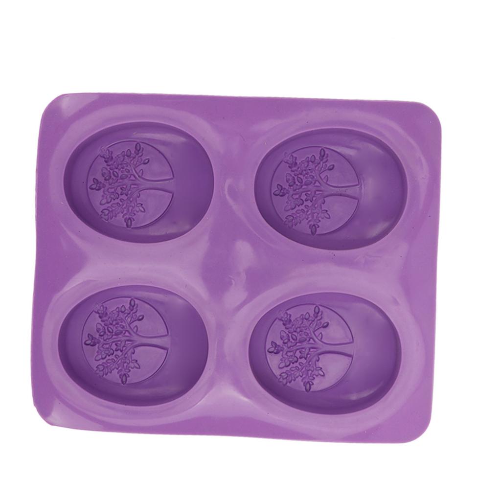 Soap Mold Silicone Material Purple 4 Patterns Flexible Soft Easy Demolding DIY Interesting Oval