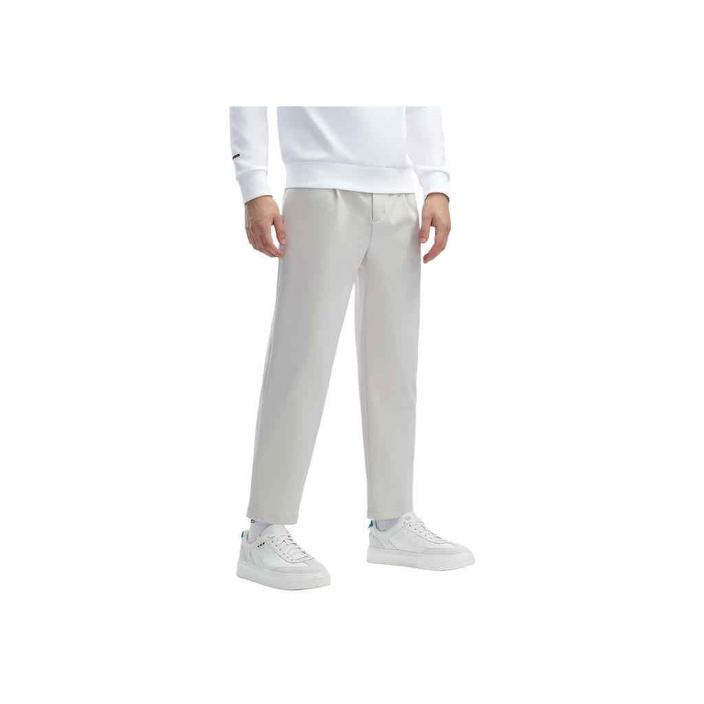 Fila Einfarbige gewebte Cropped-Freizeithose mit geradem Bein für Herrenunterteile Wolken-Grau F11M412804F-GY