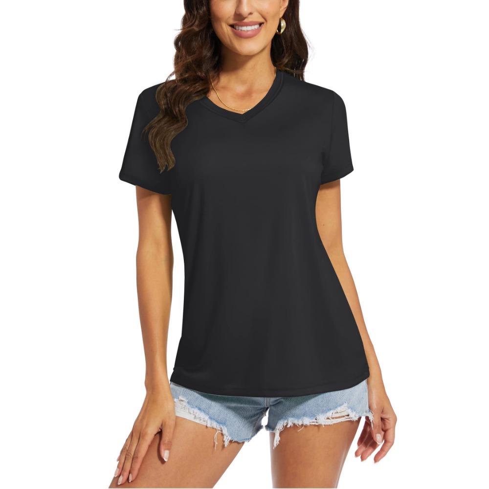 TACVASEN UPF 50+ Summer Short Sleeve V-Neck T-shirts Womens Sun Protection T-shirts Quick Dry Hiking Running Tee Shirts Tops